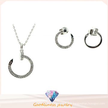 Ouro prata cor platina banhado a colar brincos círculo design moda jóias set mulheres vestido de noiva S3258
